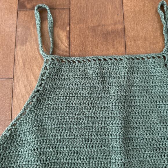 zara crochet crop top in green with pink trim size medium - Picture 8 of 10